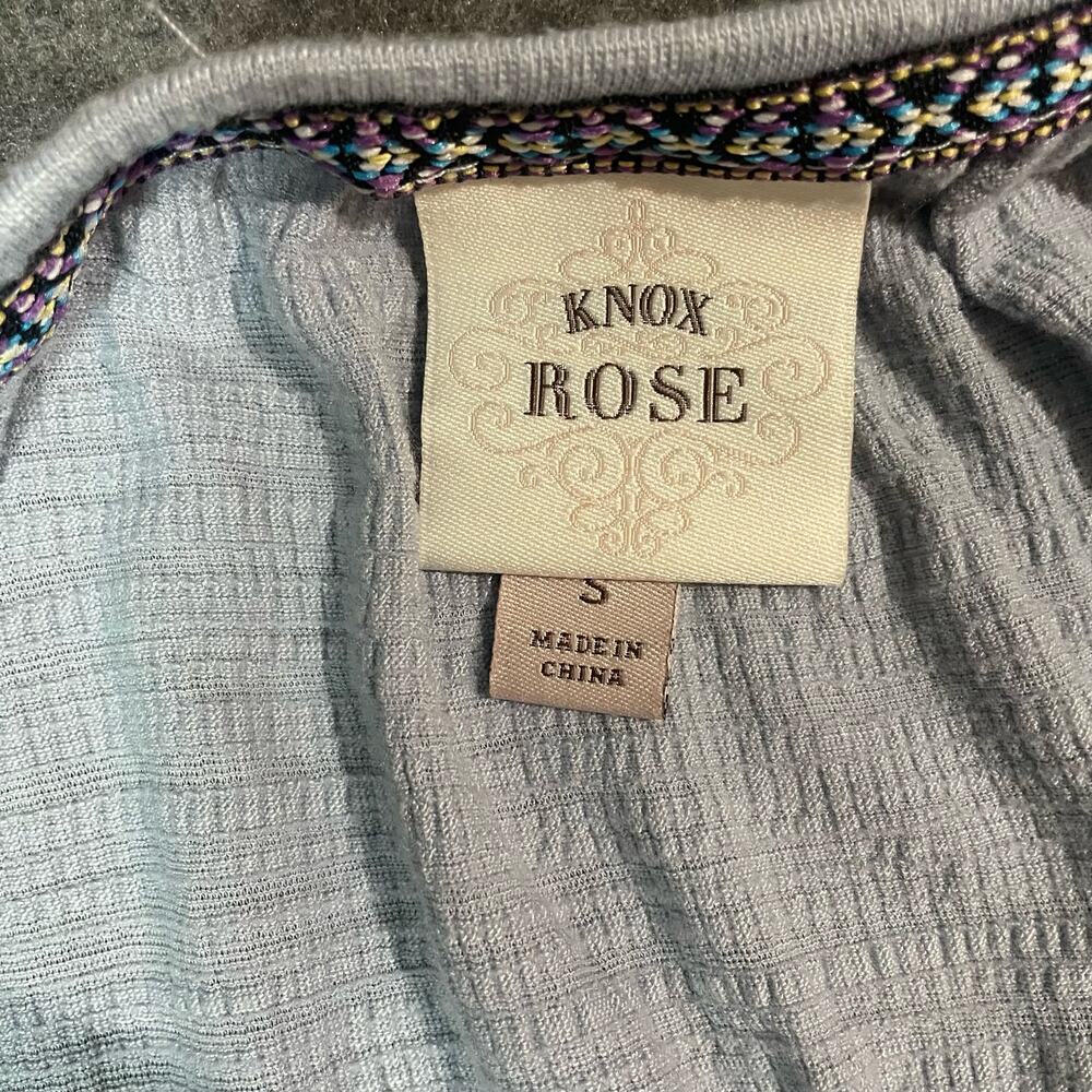 Knox Rose Light Blue Peasant Top Square Neckline Women’s Size S - Picture 3 of 7